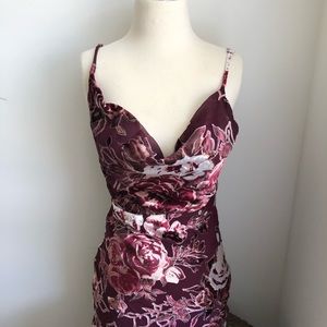 Lulus burgundy floral evening gown